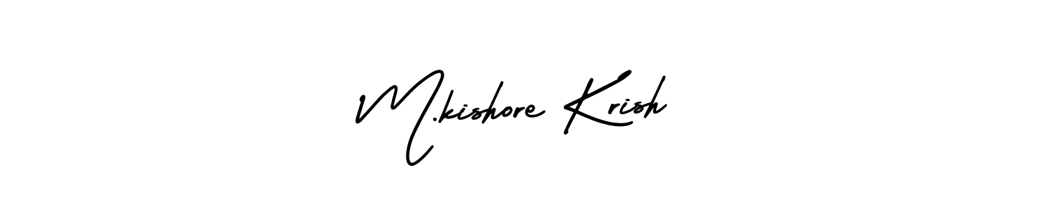 The best way (AmerikaSignatureDemo-Regular) to make a short signature is to pick only two or three words in your name. The name M.kishore Krish include a total of six letters. For converting this name. M.kishore Krish signature style 3 images and pictures png