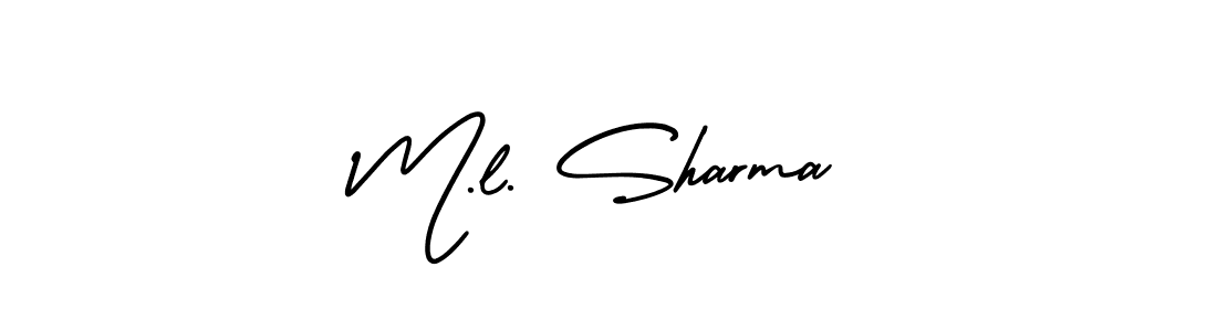 Create a beautiful signature design for name M.l. Sharma. With this signature (AmerikaSignatureDemo-Regular) fonts, you can make a handwritten signature for free. M.l. Sharma signature style 3 images and pictures png