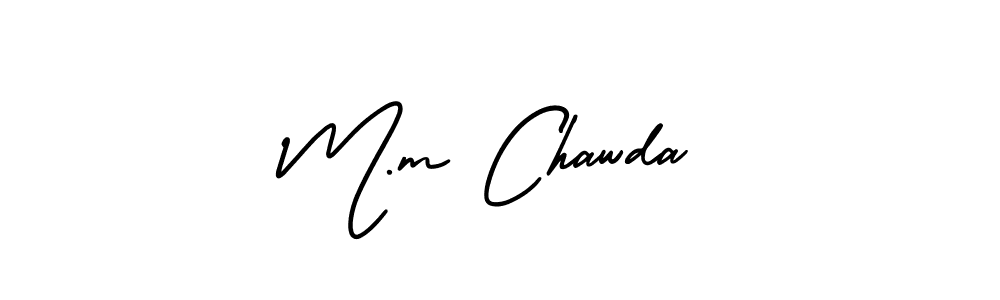 You should practise on your own different ways (AmerikaSignatureDemo-Regular) to write your name (M.m Chawda) in signature. don't let someone else do it for you. M.m Chawda signature style 3 images and pictures png