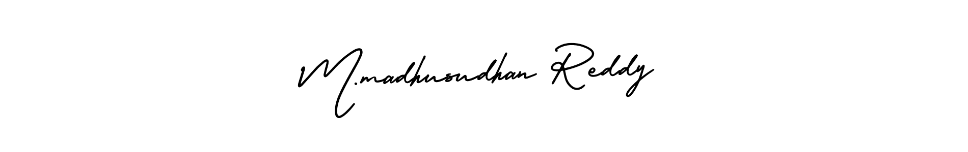 It looks lik you need a new signature style for name M.madhusudhan Reddy. Design unique handwritten (AmerikaSignatureDemo-Regular) signature with our free signature maker in just a few clicks. M.madhusudhan Reddy signature style 3 images and pictures png
