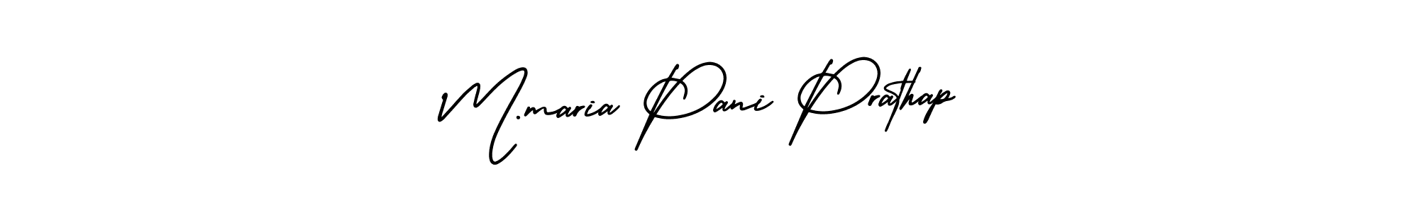 The best way (AmerikaSignatureDemo-Regular) to make a short signature is to pick only two or three words in your name. The name M.maria Pani Prathap include a total of six letters. For converting this name. M.maria Pani Prathap signature style 3 images and pictures png