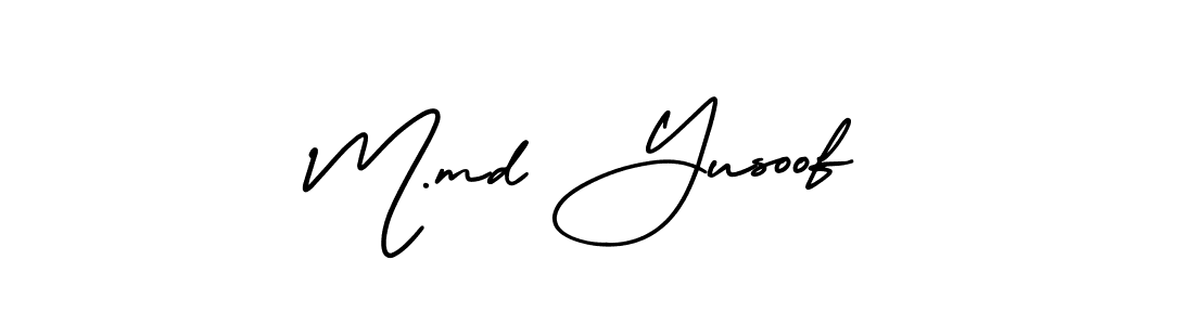 You should practise on your own different ways (AmerikaSignatureDemo-Regular) to write your name (M.md Yusoof) in signature. don't let someone else do it for you. M.md Yusoof signature style 3 images and pictures png