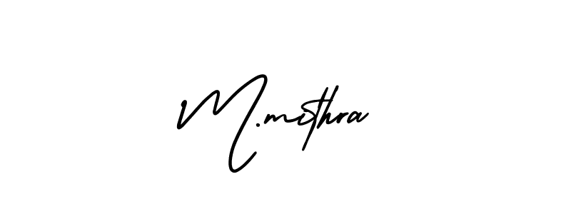 How to make M.mithra name signature. Use AmerikaSignatureDemo-Regular style for creating short signs online. This is the latest handwritten sign. M.mithra signature style 3 images and pictures png