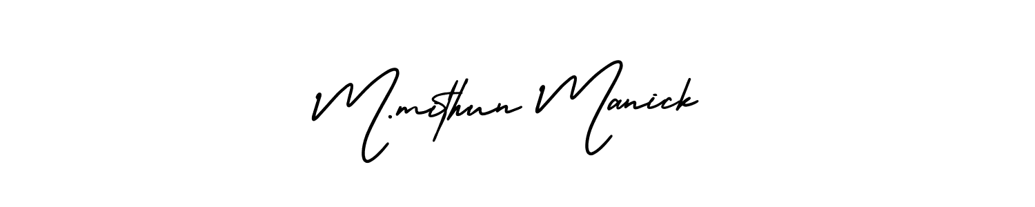 Check out images of Autograph of M.mithun Manick name. Actor M.mithun Manick Signature Style. AmerikaSignatureDemo-Regular is a professional sign style online. M.mithun Manick signature style 3 images and pictures png