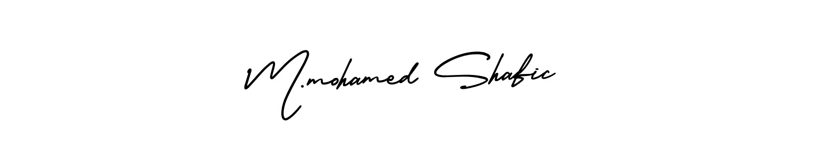 The best way (AmerikaSignatureDemo-Regular) to make a short signature is to pick only two or three words in your name. The name M.mohamed Shafic include a total of six letters. For converting this name. M.mohamed Shafic signature style 3 images and pictures png