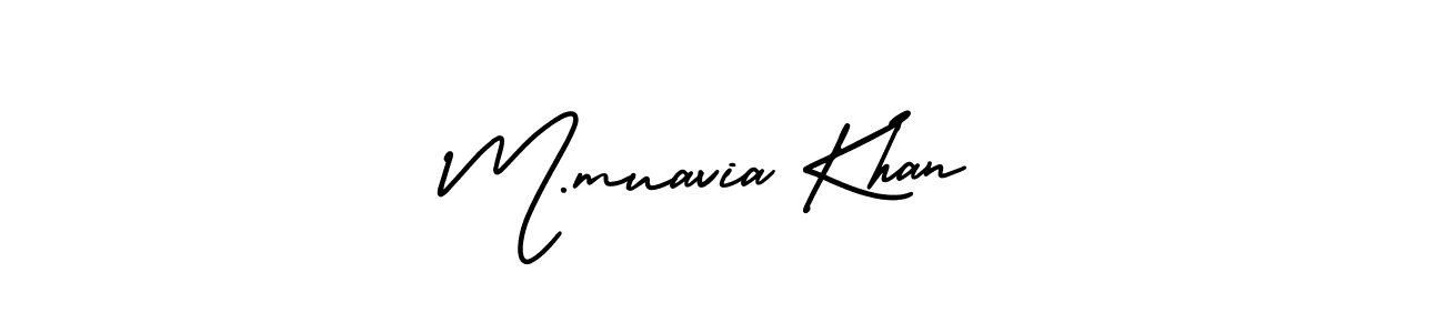 if you are searching for the best signature style for your name M.muavia Khan. so please give up your signature search. here we have designed multiple signature styles  using AmerikaSignatureDemo-Regular. M.muavia Khan signature style 3 images and pictures png