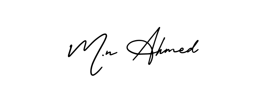 Design your own signature with our free online signature maker. With this signature software, you can create a handwritten (AmerikaSignatureDemo-Regular) signature for name M.n Ahmed. M.n Ahmed signature style 3 images and pictures png