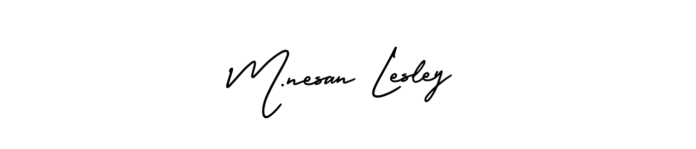 See photos of M.nesan Lesley official signature by Spectra . Check more albums & portfolios. Read reviews & check more about AmerikaSignatureDemo-Regular font. M.nesan Lesley signature style 3 images and pictures png