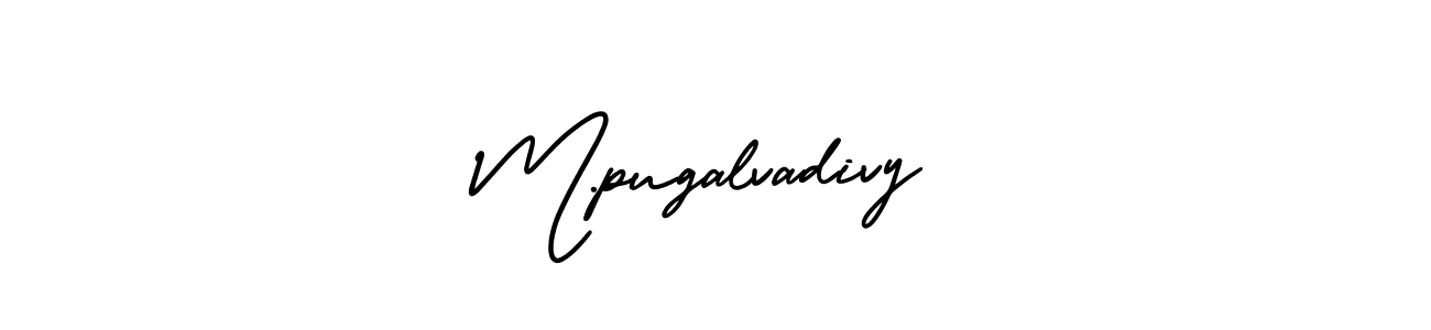 How to make M.pugalvadivy name signature. Use AmerikaSignatureDemo-Regular style for creating short signs online. This is the latest handwritten sign. M.pugalvadivy signature style 3 images and pictures png