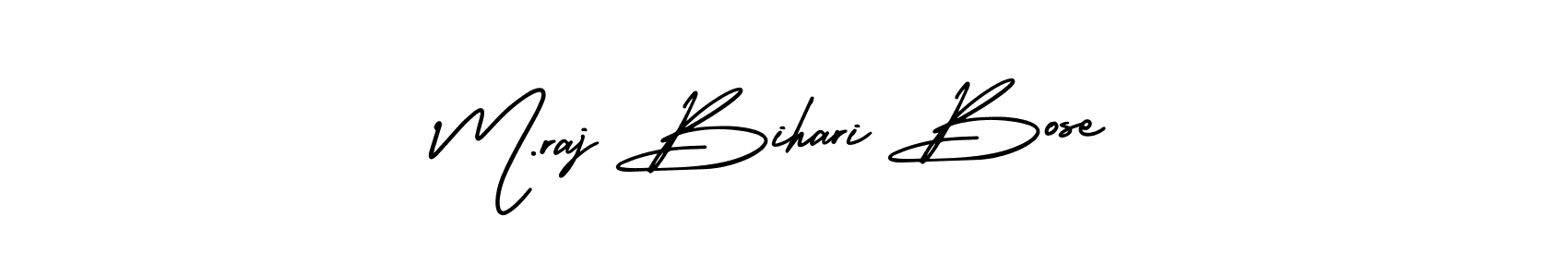 Use a signature maker to create a handwritten signature online. With this signature software, you can design (AmerikaSignatureDemo-Regular) your own signature for name M.raj Bihari Bose. M.raj Bihari Bose signature style 3 images and pictures png