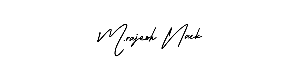 The best way (AmerikaSignatureDemo-Regular) to make a short signature is to pick only two or three words in your name. The name M.rajesh Naik include a total of six letters. For converting this name. M.rajesh Naik signature style 3 images and pictures png