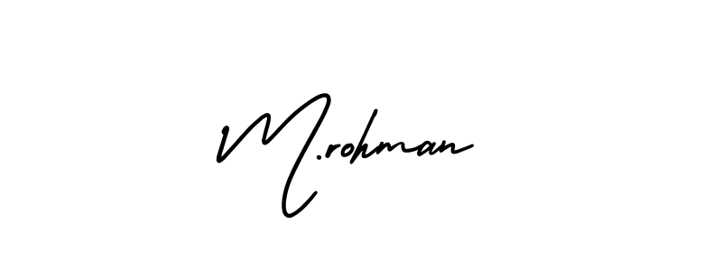 Similarly AmerikaSignatureDemo-Regular is the best handwritten signature design. Signature creator online .You can use it as an online autograph creator for name M.rohman. M.rohman signature style 3 images and pictures png