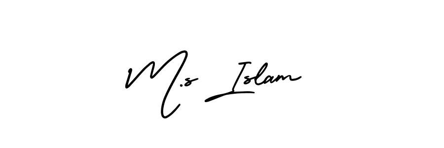 The best way (AmerikaSignatureDemo-Regular) to make a short signature is to pick only two or three words in your name. The name M.s Islam include a total of six letters. For converting this name. M.s Islam signature style 3 images and pictures png