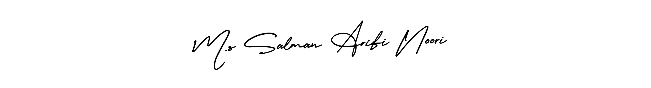 The best way (AmerikaSignatureDemo-Regular) to make a short signature is to pick only two or three words in your name. The name M.s Salman Arifi Noori include a total of six letters. For converting this name. M.s Salman Arifi Noori signature style 3 images and pictures png