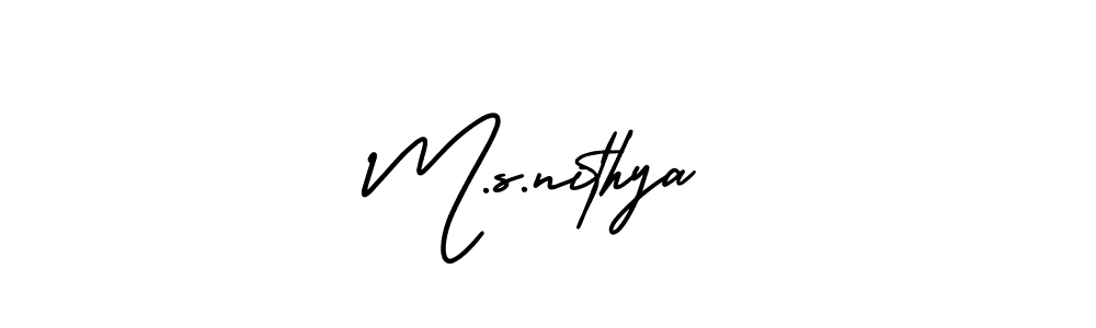 Also You can easily find your signature by using the search form. We will create M.s.nithya name handwritten signature images for you free of cost using AmerikaSignatureDemo-Regular sign style. M.s.nithya signature style 3 images and pictures png