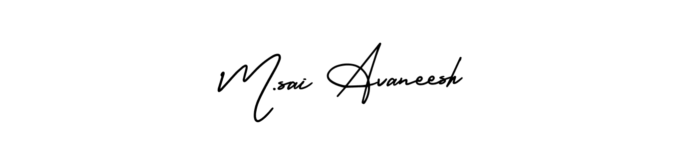 The best way (AmerikaSignatureDemo-Regular) to make a short signature is to pick only two or three words in your name. The name M.sai Avaneesh include a total of six letters. For converting this name. M.sai Avaneesh signature style 3 images and pictures png