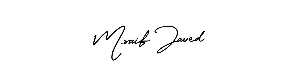 The best way (AmerikaSignatureDemo-Regular) to make a short signature is to pick only two or three words in your name. The name M.saif Javed include a total of six letters. For converting this name. M.saif Javed signature style 3 images and pictures png