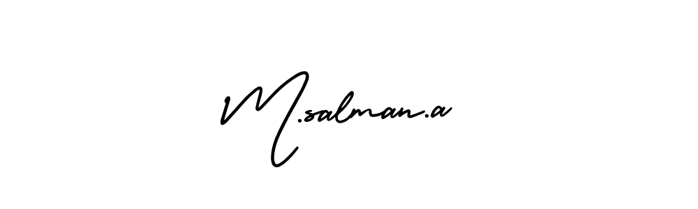 AmerikaSignatureDemo-Regular is a professional signature style that is perfect for those who want to add a touch of class to their signature. It is also a great choice for those who want to make their signature more unique. Get M.salman.a name to fancy signature for free. M.salman.a signature style 3 images and pictures png