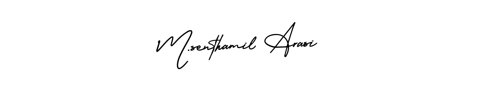 Make a beautiful signature design for name M.senthamil Arasi. With this signature (AmerikaSignatureDemo-Regular) style, you can create a handwritten signature for free. M.senthamil Arasi signature style 3 images and pictures png