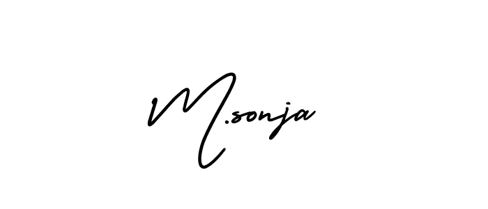 You should practise on your own different ways (AmerikaSignatureDemo-Regular) to write your name (M.sonja) in signature. don't let someone else do it for you. M.sonja signature style 3 images and pictures png