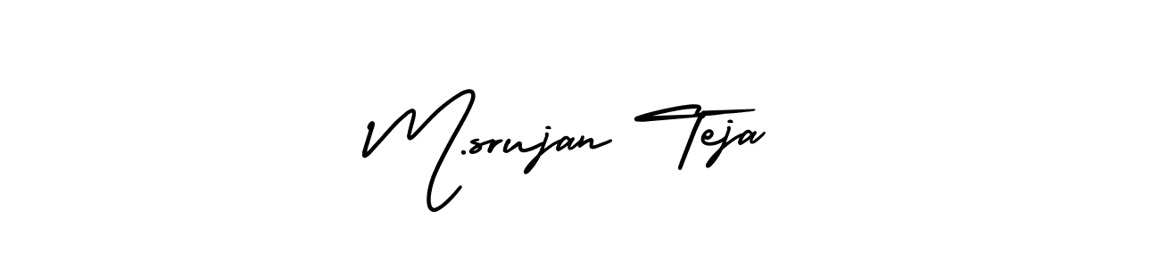 The best way (AmerikaSignatureDemo-Regular) to make a short signature is to pick only two or three words in your name. The name M.srujan Teja include a total of six letters. For converting this name. M.srujan Teja signature style 3 images and pictures png