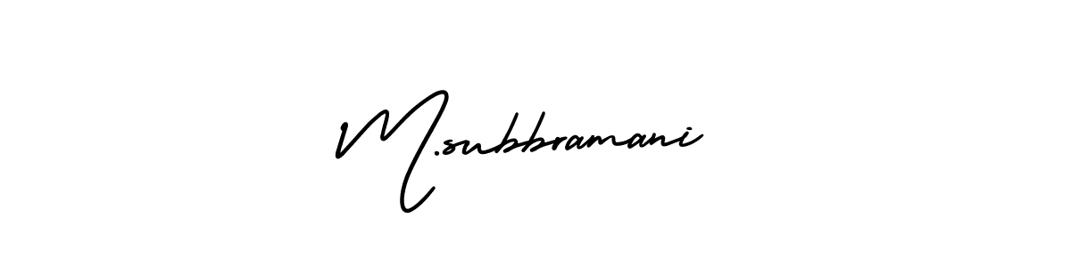 The best way (AmerikaSignatureDemo-Regular) to make a short signature is to pick only two or three words in your name. The name M.subbramani include a total of six letters. For converting this name. M.subbramani signature style 3 images and pictures png