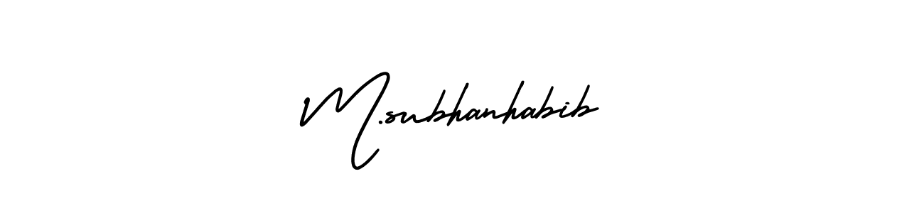 AmerikaSignatureDemo-Regular is a professional signature style that is perfect for those who want to add a touch of class to their signature. It is also a great choice for those who want to make their signature more unique. Get M.subhanhabib name to fancy signature for free. M.subhanhabib signature style 3 images and pictures png