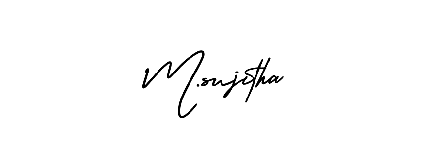 You should practise on your own different ways (AmerikaSignatureDemo-Regular) to write your name (M.sujitha) in signature. don't let someone else do it for you. M.sujitha signature style 3 images and pictures png