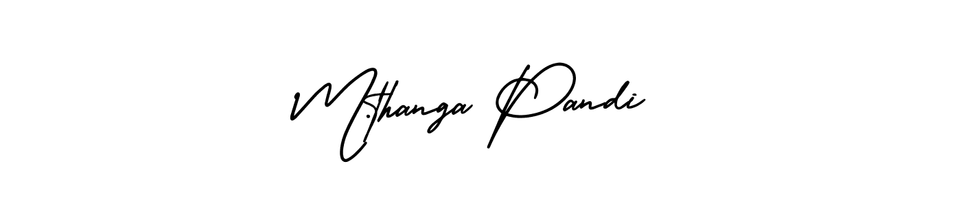 You should practise on your own different ways (AmerikaSignatureDemo-Regular) to write your name (M.thanga Pandi) in signature. don't let someone else do it for you. M.thanga Pandi signature style 3 images and pictures png