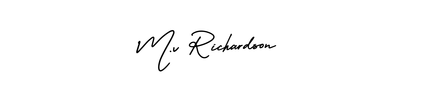 This is the best signature style for the M.v Richardson name. Also you like these signature font (AmerikaSignatureDemo-Regular). Mix name signature. M.v Richardson signature style 3 images and pictures png