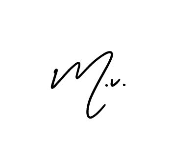 Design your own signature with our free online signature maker. With this signature software, you can create a handwritten (AmerikaSignatureDemo-Regular) signature for name M.v.. M.v. signature style 3 images and pictures png