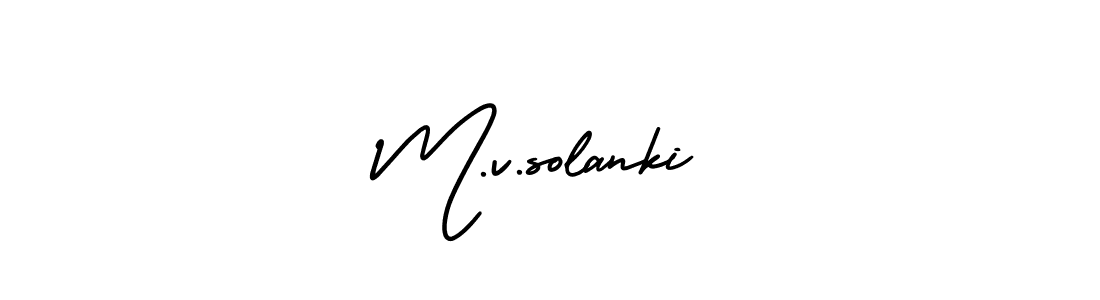 M.v.solanki stylish signature style. Best Handwritten Sign (AmerikaSignatureDemo-Regular) for my name. Handwritten Signature Collection Ideas for my name M.v.solanki. M.v.solanki signature style 3 images and pictures png