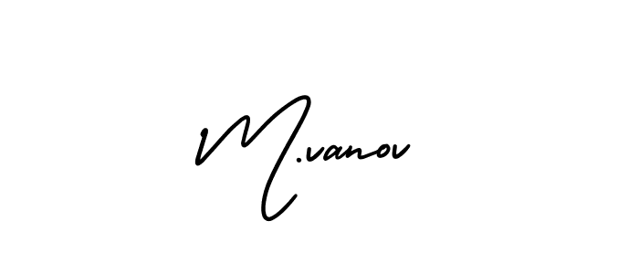 How to make M.vanov name signature. Use AmerikaSignatureDemo-Regular style for creating short signs online. This is the latest handwritten sign. M.vanov signature style 3 images and pictures png