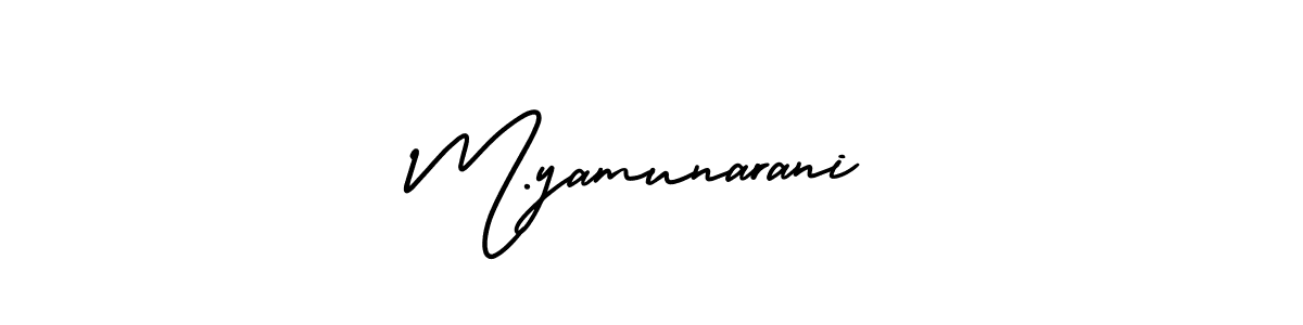 Use a signature maker to create a handwritten signature online. With this signature software, you can design (AmerikaSignatureDemo-Regular) your own signature for name M.yamunarani. M.yamunarani signature style 3 images and pictures png