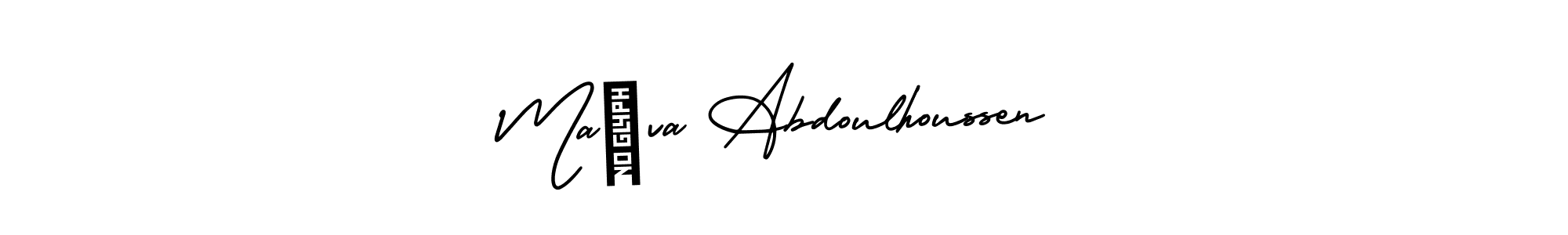 AmerikaSignatureDemo-Regular is a professional signature style that is perfect for those who want to add a touch of class to their signature. It is also a great choice for those who want to make their signature more unique. Get Maëva Abdoulhoussen name to fancy signature for free. Maëva Abdoulhoussen signature style 3 images and pictures png