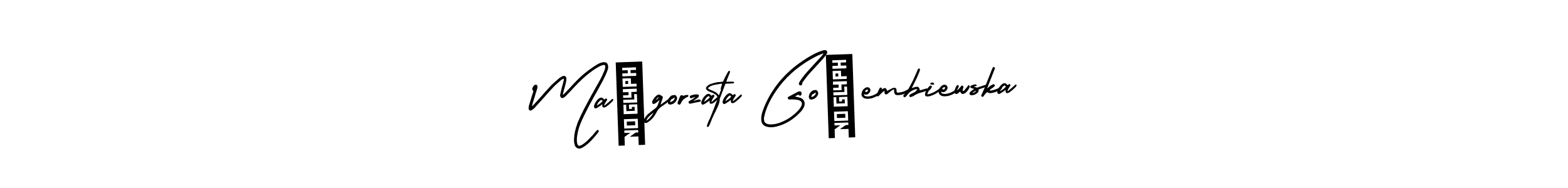 You should practise on your own different ways (AmerikaSignatureDemo-Regular) to write your name (Małgorzata Gołembiewska) in signature. don't let someone else do it for you. Małgorzata Gołembiewska signature style 3 images and pictures png