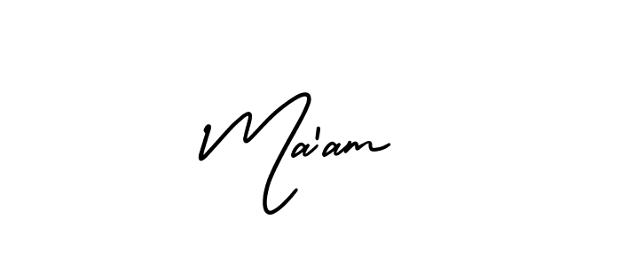 Use a signature maker to create a handwritten signature online. With this signature software, you can design (AmerikaSignatureDemo-Regular) your own signature for name Ma’am. Ma’am signature style 3 images and pictures png