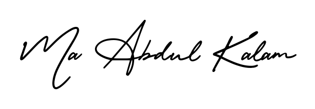 The AmerikaSignatureDemo-Regular handwriting style adds charm and authenticity to name Ma Abdul Kalam. A wonderful choice for personal thank-you notes. Ma Abdul Kalam signature style 3 images and pictures png