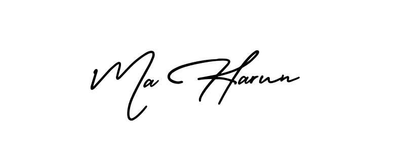 Also You can easily find your signature by using the search form. We will create Ma Harun name handwritten signature images for you free of cost using AmerikaSignatureDemo-Regular sign style. Ma Harun signature style 3 images and pictures png