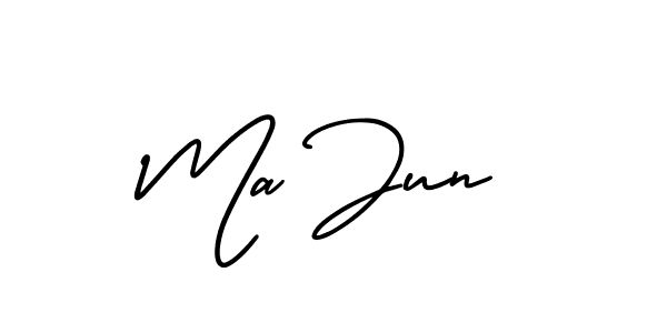 Ma Jun stylish signature style. Best Handwritten Sign (AmerikaSignatureDemo-Regular) for my name. Handwritten Signature Collection Ideas for my name Ma Jun. Ma Jun signature style 3 images and pictures png