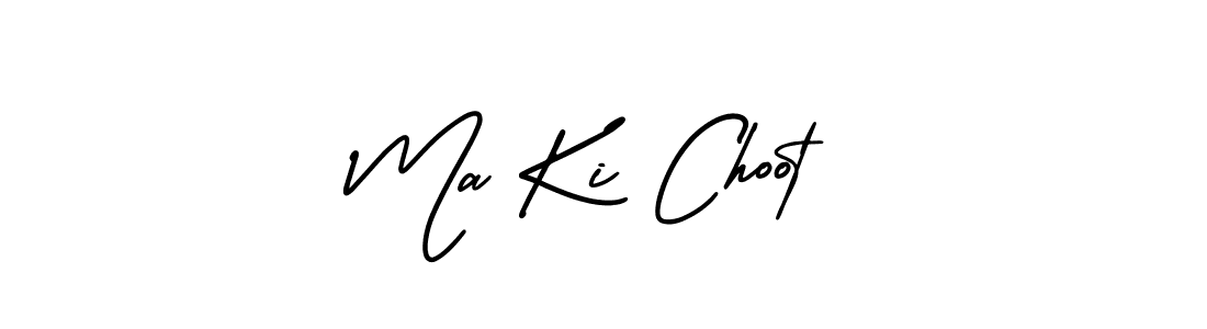 You should practise on your own different ways (AmerikaSignatureDemo-Regular) to write your name (Ma Ki Choot) in signature. don't let someone else do it for you. Ma Ki Choot signature style 3 images and pictures png