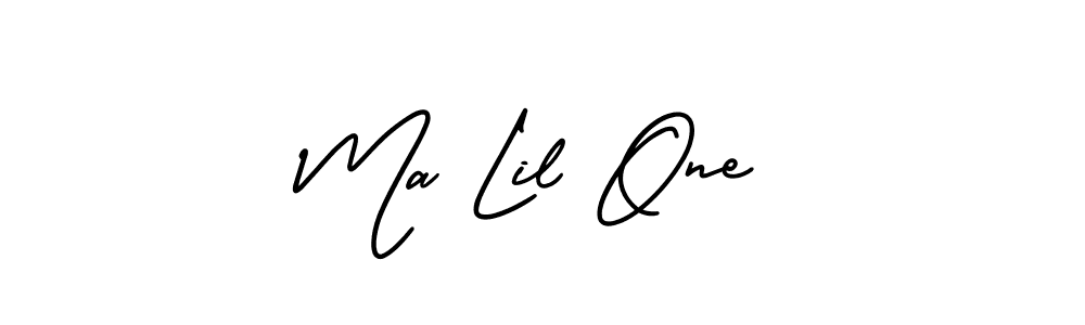 You should practise on your own different ways (AmerikaSignatureDemo-Regular) to write your name (Ma Lil One) in signature. don't let someone else do it for you. Ma Lil One signature style 3 images and pictures png