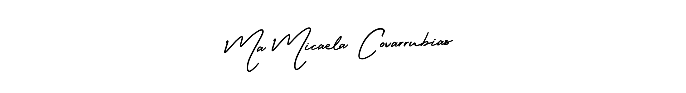 It looks lik you need a new signature style for name Ma Micaela Covarrubias. Design unique handwritten (AmerikaSignatureDemo-Regular) signature with our free signature maker in just a few clicks. Ma Micaela Covarrubias signature style 3 images and pictures png