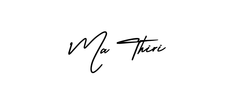 You should practise on your own different ways (AmerikaSignatureDemo-Regular) to write your name (Ma Thiri) in signature. don't let someone else do it for you. Ma Thiri signature style 3 images and pictures png