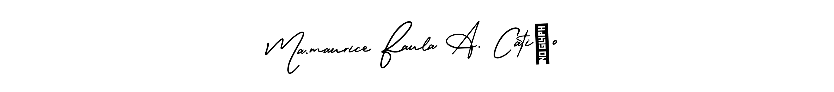 See photos of Ma.maurice Faula A. Catiño official signature by Spectra . Check more albums & portfolios. Read reviews & check more about AmerikaSignatureDemo-Regular font. Ma.maurice Faula A. Catiño signature style 3 images and pictures png