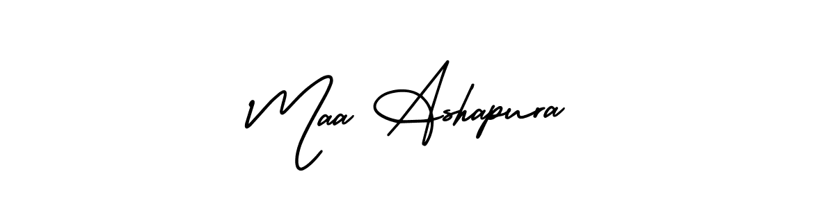 The best way (AmerikaSignatureDemo-Regular) to make a short signature is to pick only two or three words in your name. The name Maa Ashapura include a total of six letters. For converting this name. Maa Ashapura signature style 3 images and pictures png