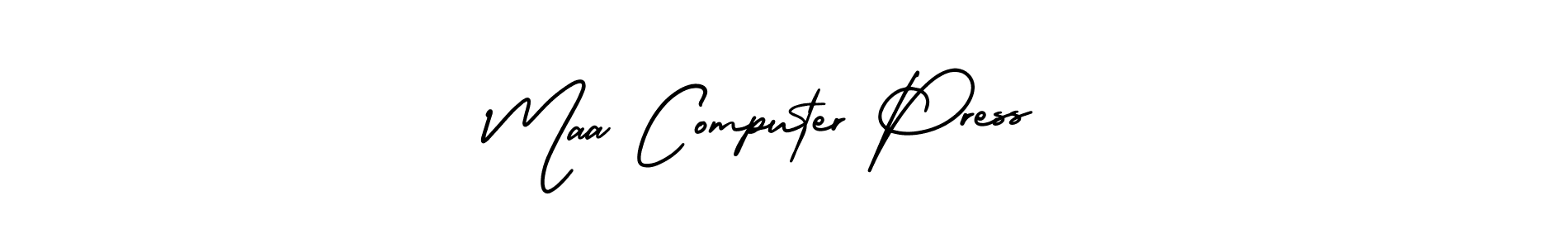 You should practise on your own different ways (AmerikaSignatureDemo-Regular) to write your name (Maa Computer Press ) in signature. don't let someone else do it for you. Maa Computer Press  signature style 3 images and pictures png