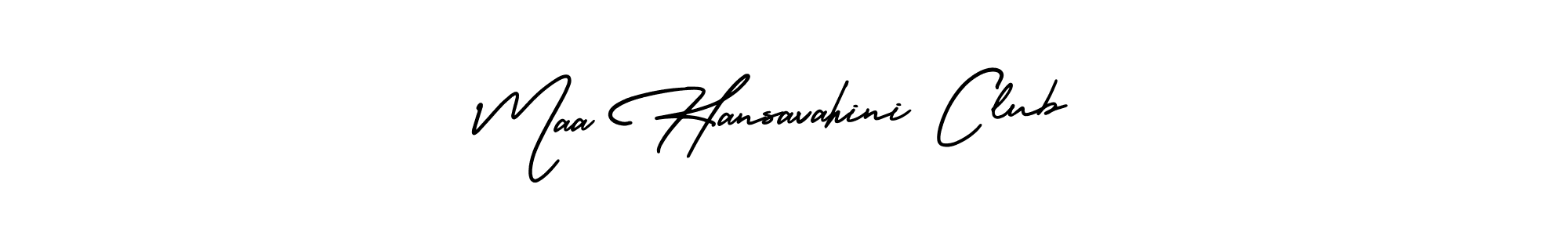 How to make Maa Hansavahini Club name signature. Use AmerikaSignatureDemo-Regular style for creating short signs online. This is the latest handwritten sign. Maa Hansavahini Club signature style 3 images and pictures png