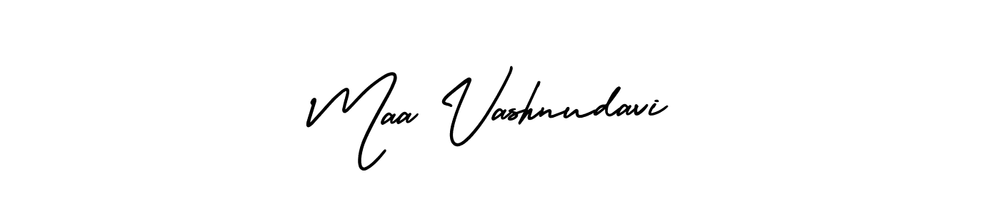 Similarly AmerikaSignatureDemo-Regular is the best handwritten signature design. Signature creator online .You can use it as an online autograph creator for name Maa Vashnudavi. Maa Vashnudavi signature style 3 images and pictures png