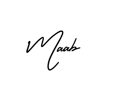 The best way (AmerikaSignatureDemo-Regular) to make a short signature is to pick only two or three words in your name. The name Maab include a total of six letters. For converting this name. Maab signature style 3 images and pictures png